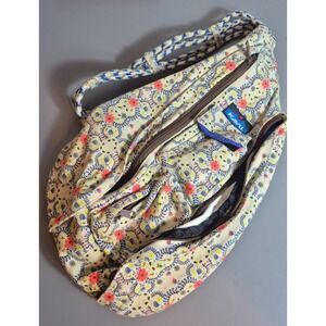 Kavu Canvas Rope Sling Bag Floral Mosaic Retired Print 19"